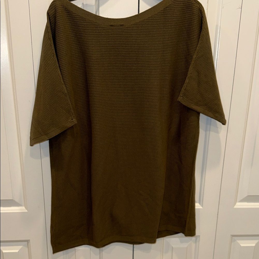 Talbots Olive Green Ribbed Knit Top - Picture 4 of 4